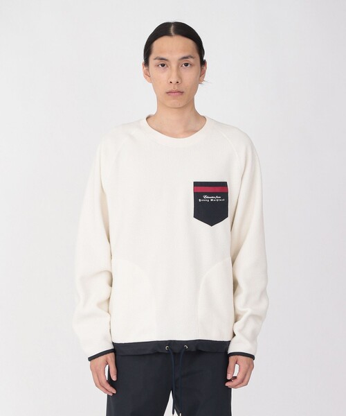 Education from Youngmachines（エデュケーションフロムヤングマシーン）の「【Education from Youngmachines】ボアコンビ ラグランプルオーバー（Tシャツ/カットソー・メンズ・ブラック/オフホワイト・S/M/L）」の5枚目の写真