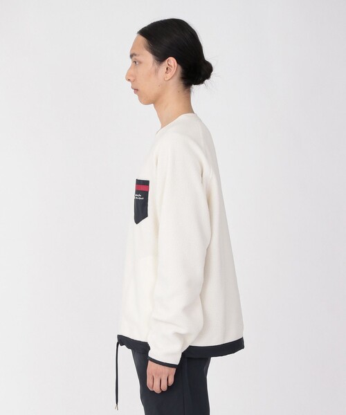 Education from Youngmachines（エデュケーションフロムヤングマシーン）の「【Education from Youngmachines】ボアコンビ ラグランプルオーバー（Tシャツ/カットソー・メンズ・ブラック/オフホワイト・S/M/L）」の6枚目の写真
