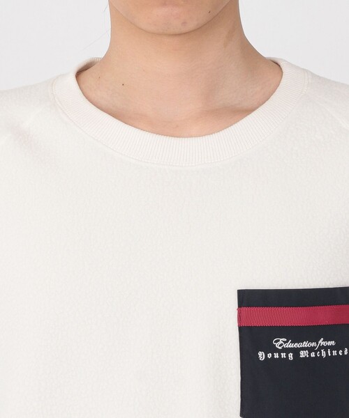 Education from Youngmachines（エデュケーションフロムヤングマシーン）の「【Education from Youngmachines】ボアコンビ ラグランプルオーバー（Tシャツ/カットソー・メンズ・ブラック/オフホワイト・S/M/L）」の8枚目の写真