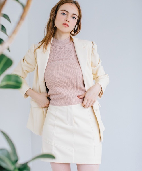 EIMY ISTOIRE（エイミーイストワール）の「エコレザーパフスリーブジャケット（テーラードジャケット・レディース・ホワイト/ブラック/グリーン系その他2・SMALL/MEDIUM）」の7枚目の写真