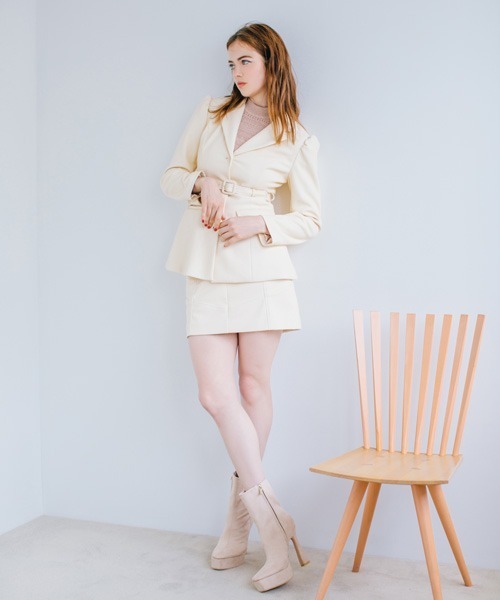 EIMY ISTOIRE（エイミーイストワール）の「エコレザーパフスリーブジャケット（テーラードジャケット・レディース・ホワイト/ブラック/グリーン系その他2・SMALL/MEDIUM）」の11枚目の写真