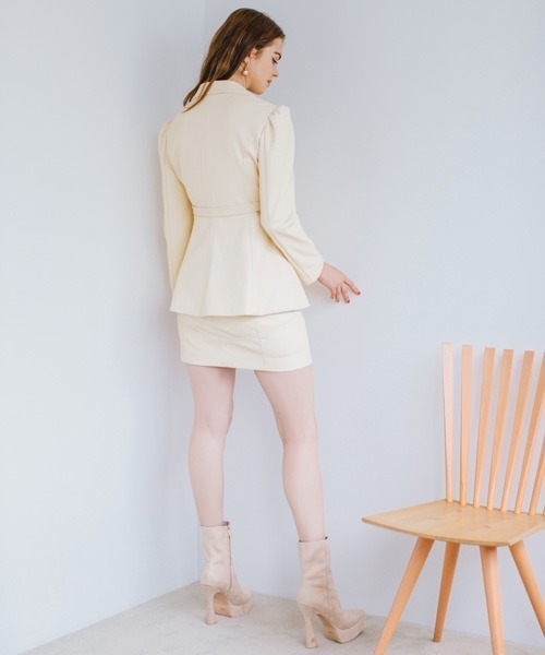 EIMY ISTOIRE（エイミーイストワール）の「エコレザーパフスリーブジャケット（テーラードジャケット・レディース・ホワイト/ブラック/グリーン系その他2・SMALL/MEDIUM）」の13枚目の写真