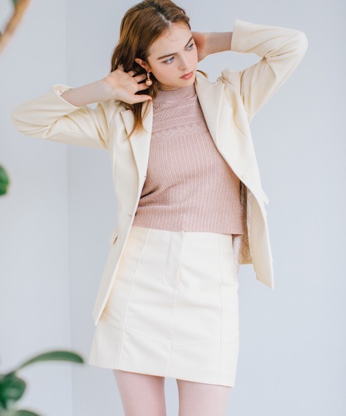 EIMY ISTOIRE（エイミーイストワール）の「エコレザーパフスリーブジャケット（テーラードジャケット・レディース・ホワイト/ブラック/グリーン系その他2・SMALL/MEDIUM）」の8枚目の写真