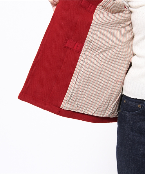 BEAMS BOY(ビームスボーイ)の「BEAMS BOY / ヘリンボーン ウールダッフル(ダッフルコート・レディース・ネイビー/レッド/チャコールグレー・ONE SIZE)」の11枚目の写真