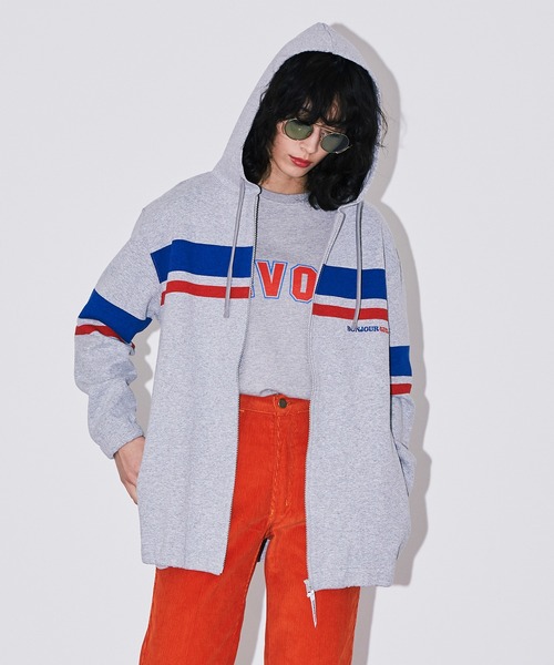 Bonjour Girl（ボンジュールガール）の「【Bonjour Girl/ボンジュールガール】BGラインジップアップパーカー（パーカー・レディース・グレー/ホワイト/ネイビー・FREE）」の2枚目の写真