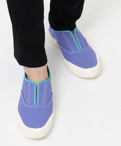 MoonStar（ムーンスター）の「MOONSTAR / ムーンスター   MNT KACKS キャンバススリッポン（スニーカー・レディース・ホワイト/ブラック/パープル・23/24/25/22）」の3枚目の写真