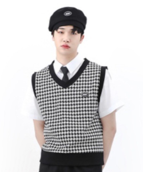 BASIC COTTON(ベーシックコットン)の「【BASIC COTTON】BCN LOGO VEST(CHECK)(ベスト・メンズ・ハウンドトゥース・ONE SIZE)」の1枚目の写真