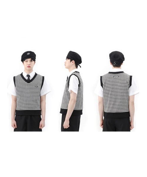 BASIC COTTON(ベーシックコットン)の「【BASIC COTTON】BCN LOGO VEST(CHECK)(ベスト・メンズ・ハウンドトゥース・ONE SIZE)」の2枚目の写真
