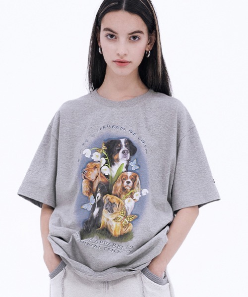 SCULPTOR（スカルプター）の「PUPPY FRIEND T-SHIRT/パピーフレンドＴシャツ（Tシャツ/カットソー・レディース・アイボリー/ライトグレー/ブラック/グレー・MEDIUM/LARGE）」の4枚目の写真