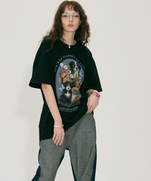 SCULPTOR（スカルプター）の「PUPPY FRIEND T-SHIRT/パピーフレンドＴシャツ（Tシャツ/カットソー・レディース・アイボリー/ライトグレー/ブラック/グレー・MEDIUM/LARGE）」の19枚目の写真