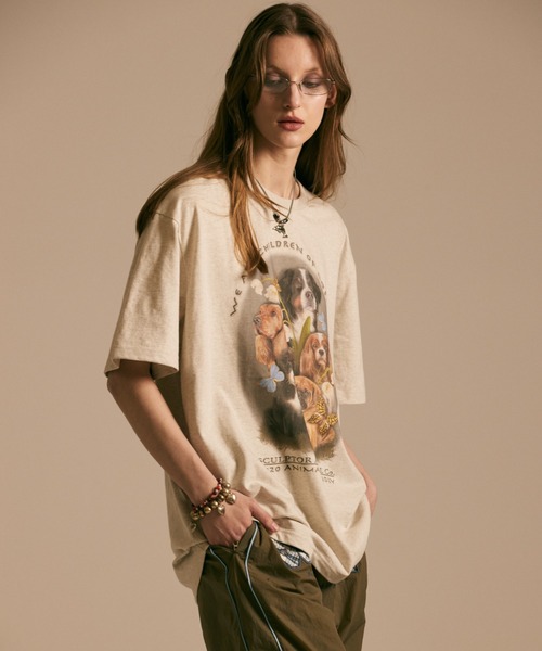 SCULPTOR（スカルプター）の「PUPPY FRIEND T-SHIRT/パピーフレンドＴシャツ（Tシャツ/カットソー・レディース・アイボリー/ライトグレー/ブラック/グレー・MEDIUM/LARGE）」の12枚目の写真