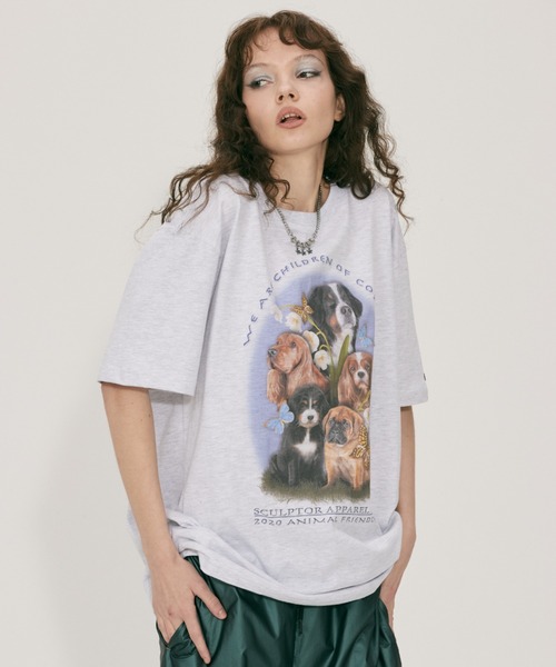 SCULPTOR（スカルプター）の「PUPPY FRIEND T-SHIRT/パピーフレンドＴシャツ（Tシャツ/カットソー・レディース・アイボリー/ライトグレー/ブラック/グレー・MEDIUM/LARGE）」の7枚目の写真