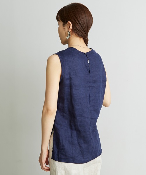 note et silence （ノートエシロンス）の「◇60LINEN レイヤード ノースリワンピース（ワンピース・レディース・ネイビー/ダークブラウン/アイボリー・FREE）」の10枚目の写真