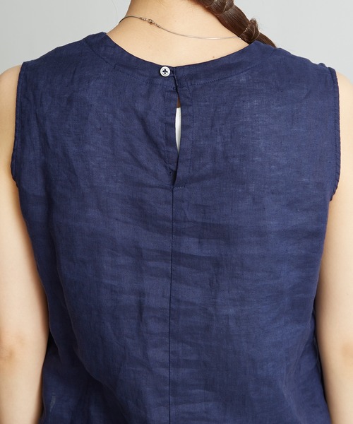 note et silence （ノートエシロンス）の「◇60LINEN レイヤード ノースリワンピース（ワンピース・レディース・ネイビー/ダークブラウン/アイボリー・FREE）」の22枚目の写真