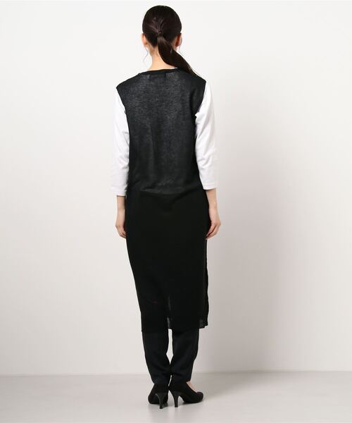 KOBE LETTUCE（コウベレタス）の「ボタンデザインシアーニットチュニック（チュニック・レディース・ブラック/ネイビー/モカ・FREE）」の4枚目の写真