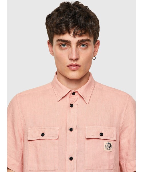 DIESEL（ディーゼル）の「メンズ シャツ 半袖シャツ 麻 胸ポケ ダブル