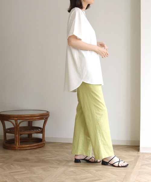 HER CLOSET（ハークローゼット）の「【HERCLOSET】ドライタッチコットン100%バックヘンリーTシャツ（Tシャツ/カットソー・レディース・ホワイト/ブラック/ピンク/ブルー/モカ・M）」の12枚目の写真