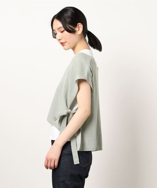 SPINNS(スピンズ)の「サイドリボンニットベスト(ベスト・レディース・ベージュ/グリーン/ブルー/スミクロ・ONESIZE)」の5枚目の写真