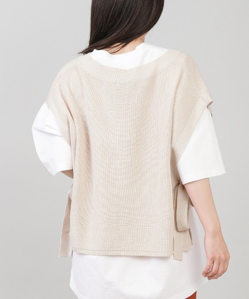 SPINNS(スピンズ)の「サイドリボンニットベスト(ベスト・レディース・ベージュ/グリーン/ブルー/スミクロ・ONESIZE)」の11枚目の写真