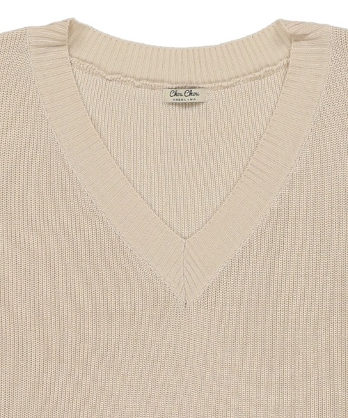 SPINNS(スピンズ)の「サイドリボンニットベスト(ベスト・レディース・ベージュ/グリーン/ブルー/スミクロ・ONESIZE)」の13枚目の写真