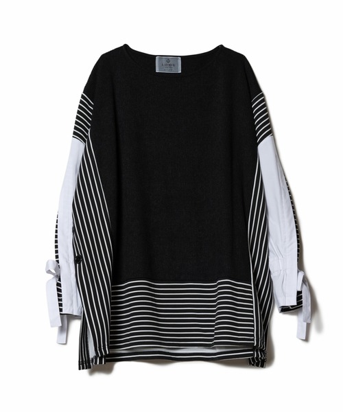 LAYMEE（レイミー）の「Donna border CS / ドンナボーダーカットソー（Tシャツ/カットソー・レディース・ブラック/ホワイト/ブラウン・FREE）」の4枚目の写真