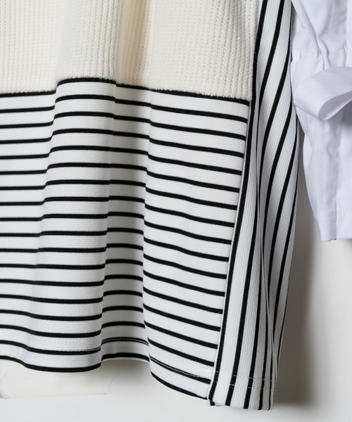 LAYMEE（レイミー）の「Donna border CS / ドンナボーダーカットソー（Tシャツ/カットソー・レディース・ブラック/ホワイト/ブラウン・FREE）」の6枚目の写真