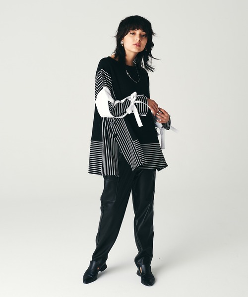 LAYMEE（レイミー）の「Donna border CS / ドンナボーダーカットソー（Tシャツ/カットソー・レディース・ブラック/ホワイト/ブラウン・FREE）」の11枚目の写真