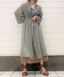 Q | レーヨンボイルギャザーシャツワンピース(シャツワンピース)