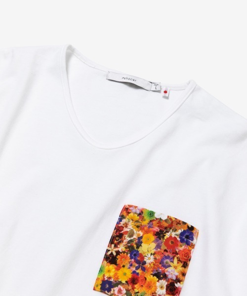 rehacer（レアセル）の「rehacer : Flower Link Pocket CS Made in Japan / フラワーリンクカットソーメイドインジャパン（Tシャツ/カットソー・メンズ・ホワイト/ブラック・SMALL/MEDIUM/LARGE/X-LARGE）」の9枚目の写真