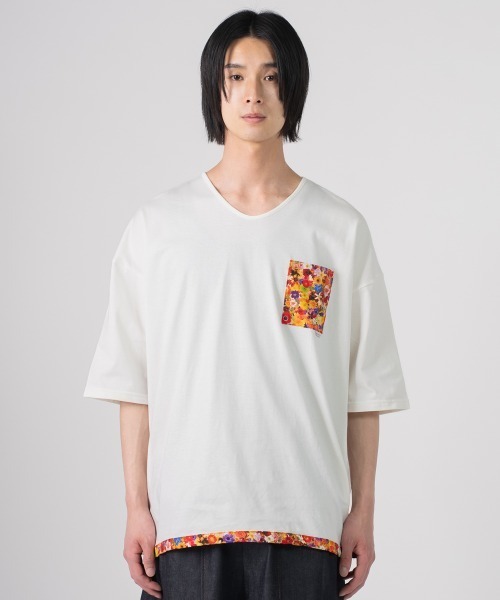rehacer(レアセル)の「rehacer : Flower Link Pocket CS Made in Japan / フラワーリンクカットソーメイドインジャパン(Tシャツ/カットソー・メンズ・ホワイト/ブラック・SMALL/MEDIUM/LARGE/X-LARGE)」の8枚目の写真