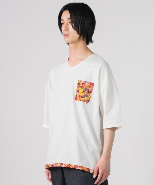 rehacer(レアセル)の「rehacer : Flower Link Pocket CS Made in Japan / フラワーリンクカットソーメイドインジャパン(Tシャツ/カットソー・メンズ・ホワイト/ブラック・SMALL/MEDIUM/LARGE/X-LARGE)」の9枚目の写真