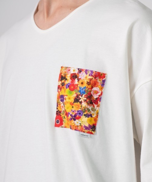 rehacer(レアセル)の「rehacer : Flower Link Pocket CS Made in Japan / フラワーリンクカットソーメイドインジャパン(Tシャツ/カットソー・メンズ・ホワイト/ブラック・SMALL/MEDIUM/LARGE/X-LARGE)」の7枚目の写真