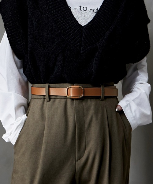 etoll.（エトル）の「ホールレス スクエアレザーベルト（ベルト・レディース・ブラック/ダークブラウン/ダークブラウン系2/ブラック系2/ブラウン系その他3/ライトブラウン/ブラック系その他4/ブラック系その他3/ブラウン系その他4/ブラウン系その他5・FREE）」の6枚目の写真