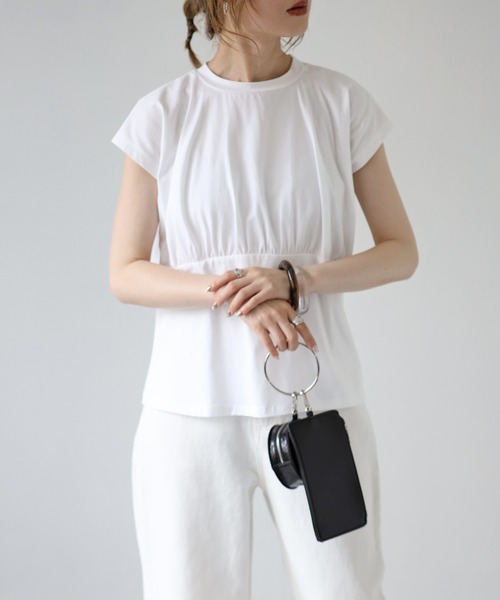 4youstory（フォーユーストーリー）の「フレンチスリーブTシャツ（Tシャツ/カットソー・レディース・ホワイト/オレンジ/グリーン・FREE）」の2枚目の写真