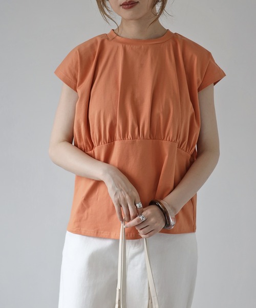 4youstory（フォーユーストーリー）の「フレンチスリーブTシャツ（Tシャツ/カットソー・レディース・ホワイト/オレンジ/グリーン・FREE）」の3枚目の写真