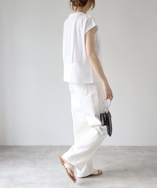 4youstory（フォーユーストーリー）の「フレンチスリーブTシャツ（Tシャツ/カットソー・レディース・ホワイト/オレンジ/グリーン・FREE）」の4枚目の写真