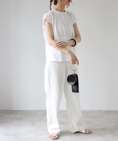 4youstory（フォーユーストーリー）の「フレンチスリーブTシャツ（Tシャツ/カットソー・レディース・ホワイト/オレンジ/グリーン・FREE）」の5枚目の写真