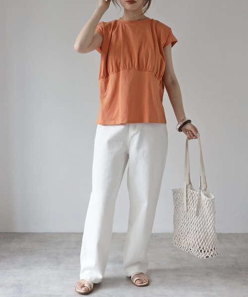 4youstory（フォーユーストーリー）の「フレンチスリーブTシャツ（Tシャツ/カットソー・レディース・ホワイト/オレンジ/グリーン・FREE）」の15枚目の写真