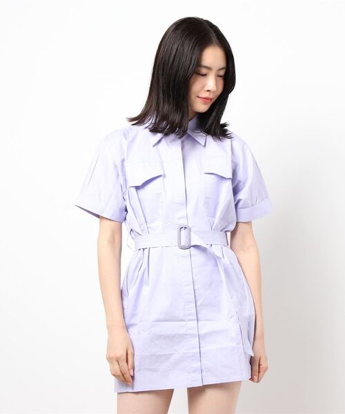 Monocoro toppi（モノコロトッピ）の「ワークシャツワンピース（シャツワンピース・レディース・ライトブルー/ホワイト・MEDIUM）」の3枚目の写真