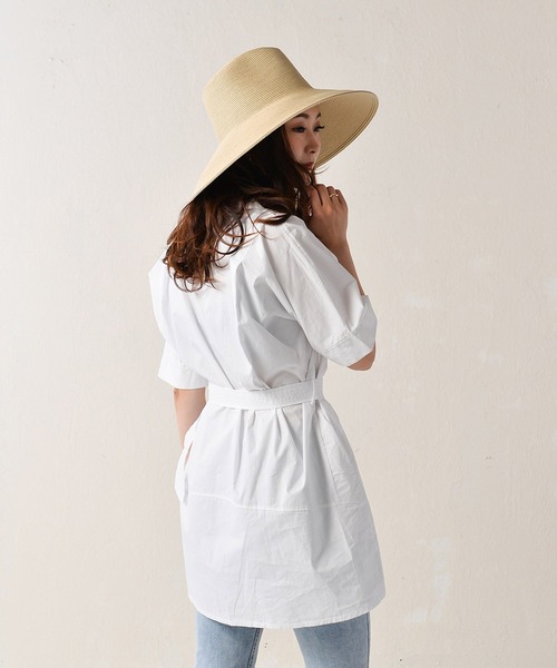 Monocoro toppi（モノコロトッピ）の「ワークシャツワンピース（シャツワンピース・レディース・ライトブルー/ホワイト・MEDIUM）」の9枚目の写真