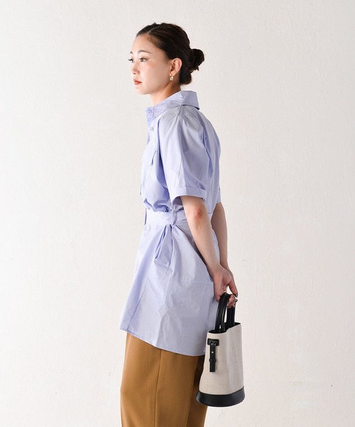 Monocoro toppi（モノコロトッピ）の「ワークシャツワンピース（シャツワンピース・レディース・ライトブルー/ホワイト・MEDIUM）」の10枚目の写真