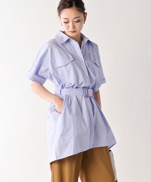Monocoro toppi（モノコロトッピ）の「ワークシャツワンピース（シャツワンピース・レディース・ライトブルー/ホワイト・MEDIUM）」の11枚目の写真