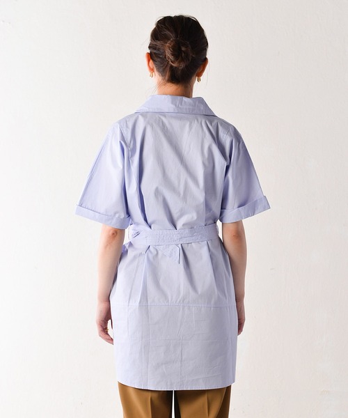 Monocoro toppi（モノコロトッピ）の「ワークシャツワンピース（シャツワンピース・レディース・ライトブルー/ホワイト・MEDIUM）」の17枚目の写真