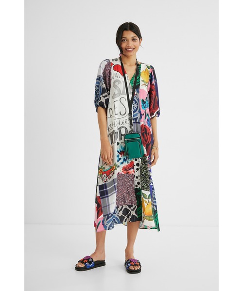 Desigual(デシグアル)の「パッチワーク ミディシャツワンピース(ワンピース・レディース・マルチ・M/L/SS/2L/S)」の2枚目の写真