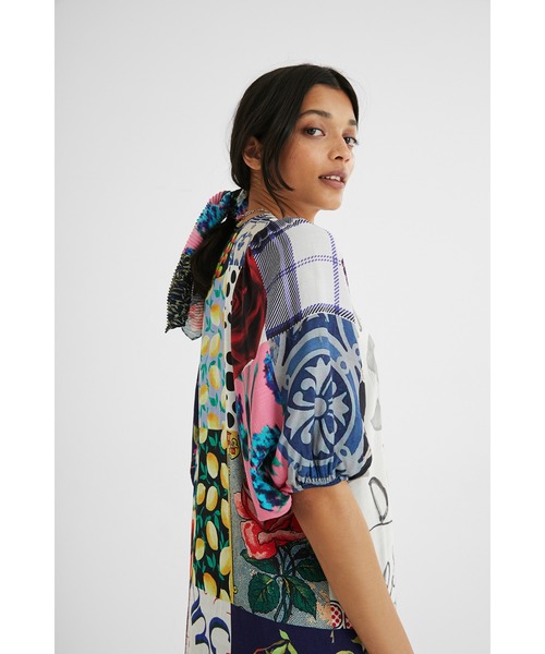 Desigual(デシグアル)の「パッチワーク ミディシャツワンピース(ワンピース・レディース・マルチ・M/L/SS/2L/S)」の5枚目の写真