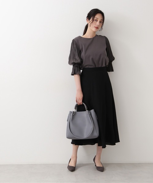 NATURAL BEAUTY BASIC（ナチュラルビューティーベーシック）の「エスカルゴフレアスカート（スカート・レディース・ブラック/ベージュ/ワイン・MEDIUM/SMALL/X-SMALL）」の8枚目の写真