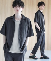 【セットアップ2点セット】コットンリネンオープンカラーシャツ＆イージーテーパードパンツ
