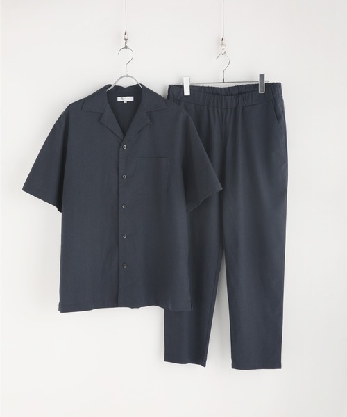 セットアップ2点セット】コットンリネンオープンカラーシャツ