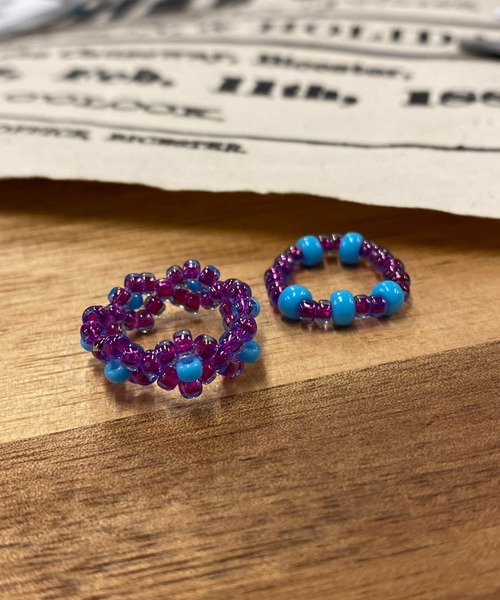 WEGO（ウィゴー）の「WEGO/【2点セット】ビーズリング（リング・レディース・ホワイト/パープル/シルバー/グリーン/その他1・FREE）」の3枚目の写真