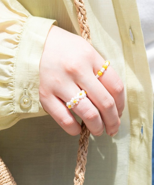 WEGO（ウィゴー）の「WEGO/【2点セット】ビーズリング（リング・レディース・ホワイト/パープル/シルバー/グリーン/その他1・FREE）」の2枚目の写真